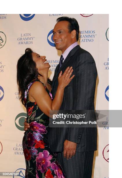 Wanda De Jesus and Jimmy Smits during The 3rd Annual Latin GRAMMY Awards - Press Room at Kodak Theatre in Hollywood, California, United States.