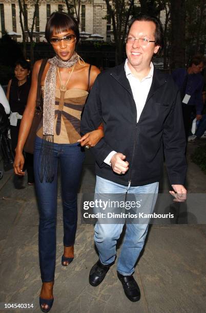 Naomi Campbell & guest during Mercedes-Benz Fashion Week Spring Collections 2003 - Anna Sui - Front Row at Bryant Park in New York City, New York,...