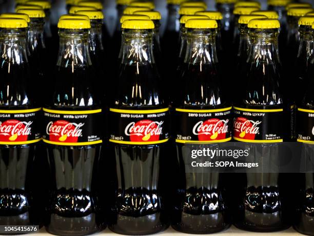 Sugar free Coca-Cola Glass Bottles seen in a store.