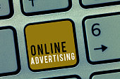 Word writing text Online Advertising. Business concept for Internet Web Marketing to Promote Products and Services