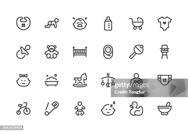 baby - line icons - baby crying icon stock illustrations