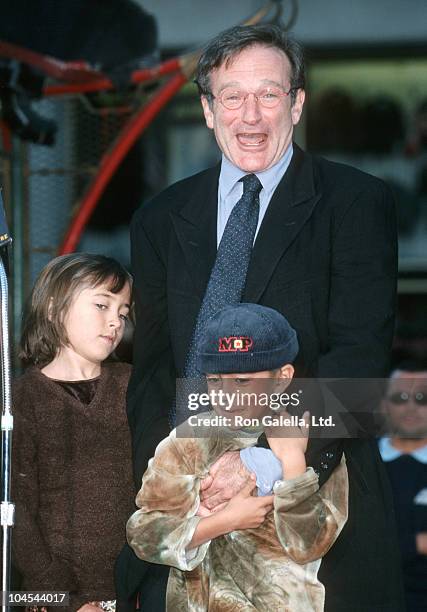 Robin Williams, Zelda Williams and Cody Williams during Robin Williams Footprint Ceremony at Mann's Chinese Theatre in Hollywood, California, United...