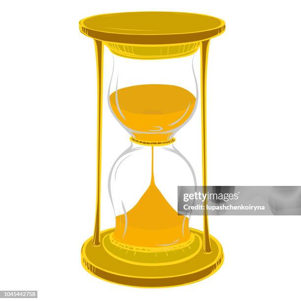 hourglass in golden light in a sketchy manner - measuring-glass-drawing stock illustrations