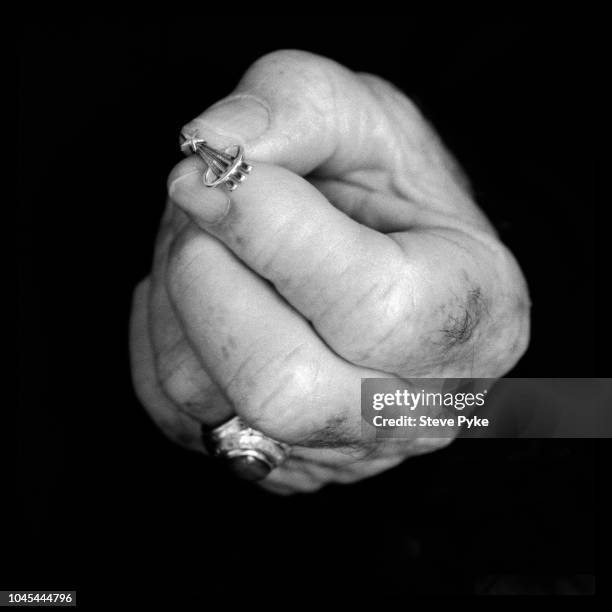 Close up on the hand of American Naval Aviator and NASA astronaut Wally Schirra, Rancho Santa Fe, California, US, 27th July 1998.