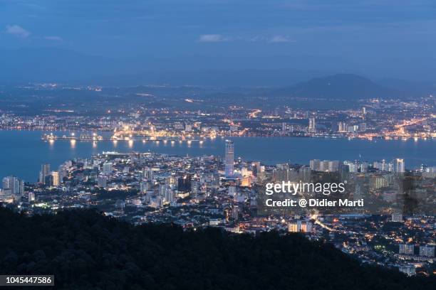 night view of georgetown in penang, malaysia - penang stock pictures, royalty-free photos & images