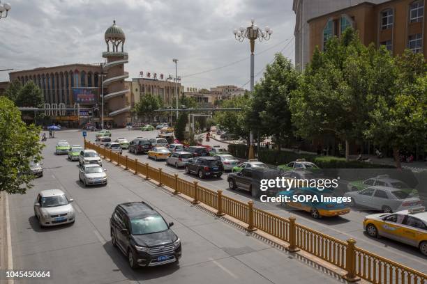 General view of the Kashgar new town, northwestern Xinjiang Uyghur Autonomous Region in China. Kashgar is located in the north western part of...