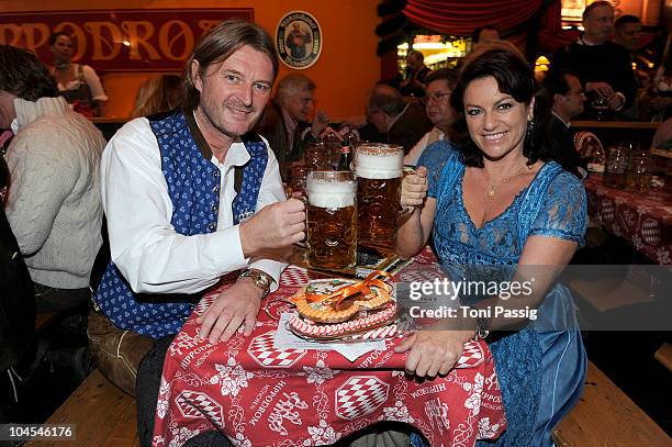 Christine Neubauer and husband Lambert Dinzinger attend the Bunte Wiesn at Hippodrom during the Oktoberfest 2010 at Theresienwiese on September 29,...