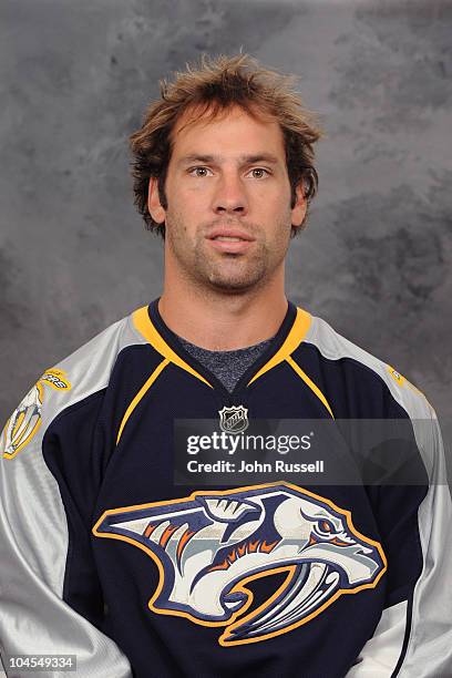 David Legwand of the Nashville Predators poses for his official headshot for the 2010-2011 NHL season September 17, 2010 in Nashville, Tennessee.