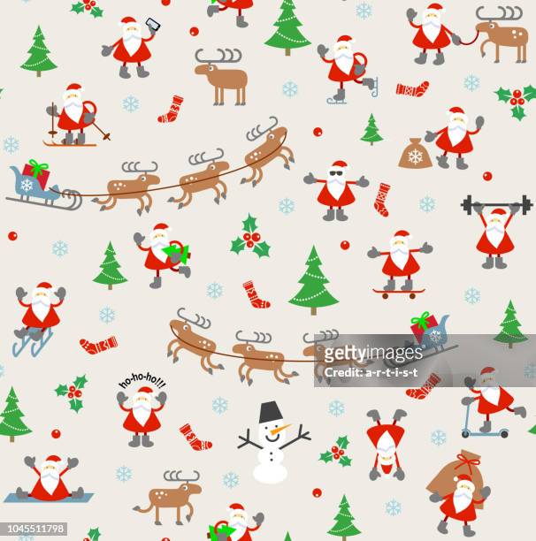 pattern with santa clauses. - claus lange stock illustrations