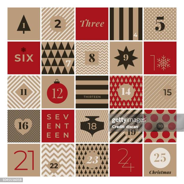 illustrations, cliparts, dessins animés et icônes de noël, calendrier de l'avent - triangle calendar
