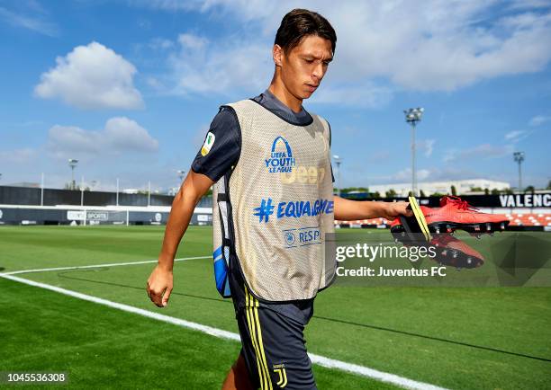 Biagio Morrone of Juventus during the Group H match of the UEFA Youth League match between Valencia U19 and Juventus U19 at Estadio Antonio Puchades...