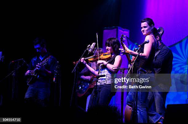 Cherryholmes, Sandy Lee Cherryholmes, Molly Kate Cherryholmes, Cia Cherryholmes and Skip Cherryholmes with family Band Cherryholmes performs during...