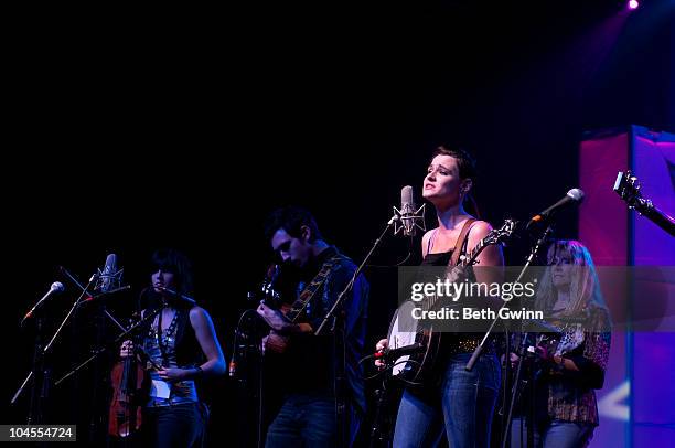 Molly Kate Cherryholmes, BJ Cherryholmes, Cia Cherryhomles and Sandy Lee Cherryholmes with Family Band Cherryholmes performs during the International...