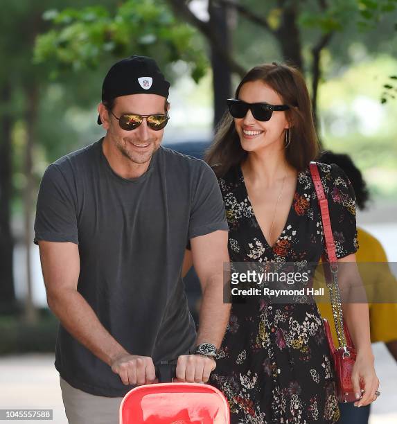 Actor Bradley Cooper and Irina Shayk are seen walking in soho on October 4, 2018 in New York City.
