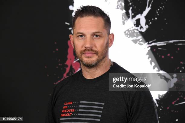 Actor Tom Hardy attends the photo call for Columbia Pictures' "Venom" at Four Seasons Hotel Los Angeles at Beverly Hills on September 27, 2018 in Los...