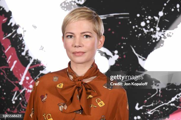 Actress Michelle Williams attends the photo call for Columbia Pictures' "Venom" at Four Seasons Hotel Los Angeles at Beverly Hills on September 27,...