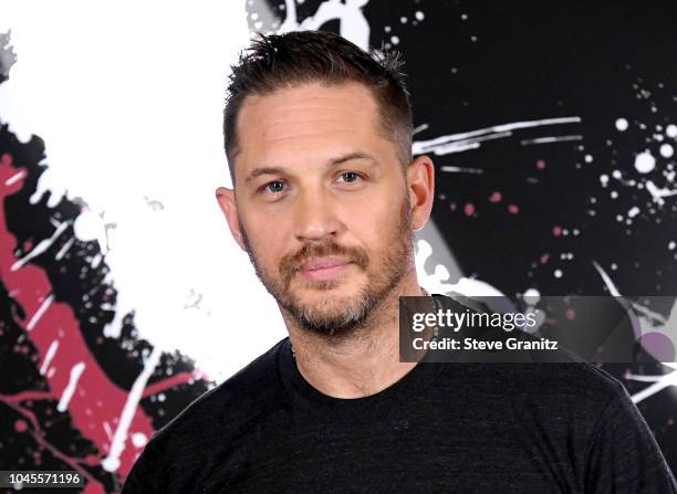 Tom Hardy attends the photo call for Columbia Pictures' "Venom" at the Four Seasons Hotel Los Angeles at Beverly Hills on September 27, 2018 in Los...