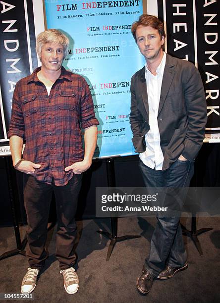 Director John Curran and Actor Edward Norton at Film Independent's Screening Series of "Stone" Q&A session at the Landmark Theater on September 29,...