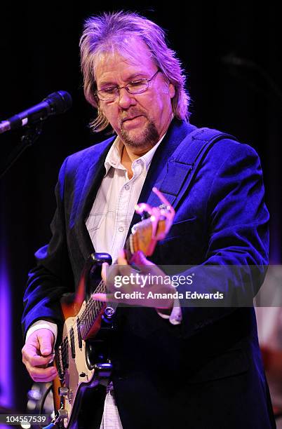 Musician David Pack of Ambrosia performs onstage during "An Evening With Alan Parsons" at the GRAMMY Museum on September 29, 2010 in Los Angeles,...