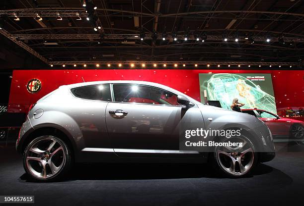 Fiat SpA Alfa Romeo Mito automobile is seen on display on the first press day of the Paris Motor Show in Paris, France, on Thursday, Sept. 30, 2010....