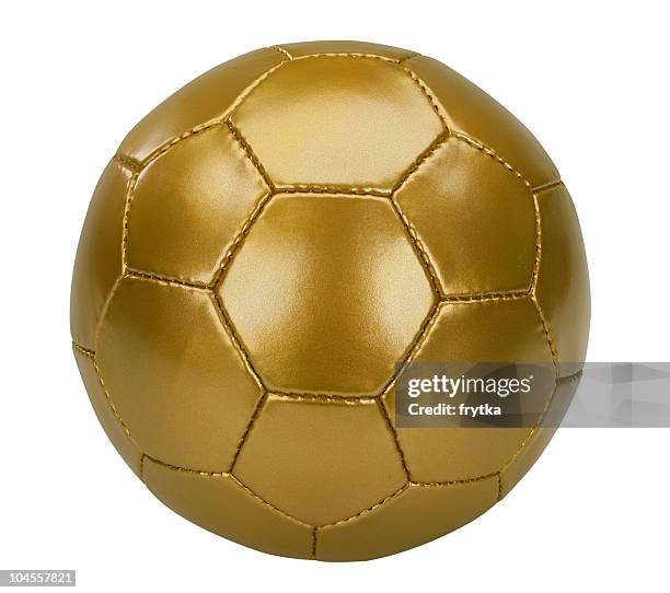 gold soccer ball - fussball freisteller stock-fotos und bilder