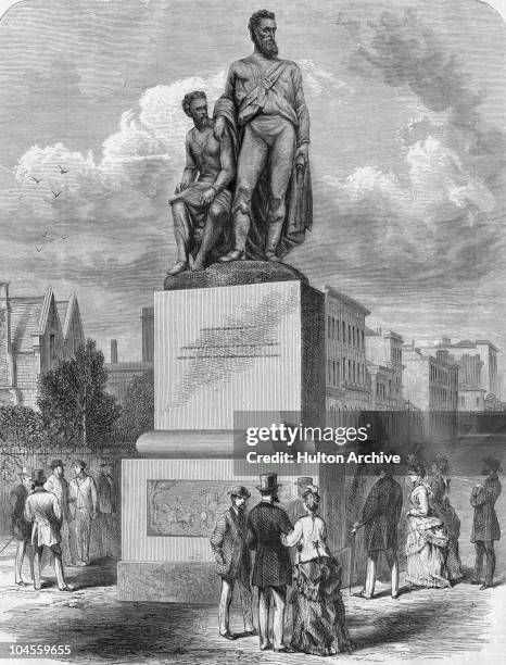 The statue of Robert O'Hara Burke and William John Wills on Collins Street, Melbourne, circa 1865. The work of Charles Summers, the statue...