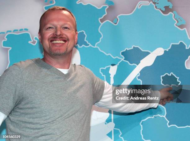Producer and TV host Stefan Raab attends a press conference to promote the 'Bundesvision Song Contest 2010' at the Max-Schmeling Hall on September...