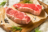 Raw Grass Fed NY Strip Steaks