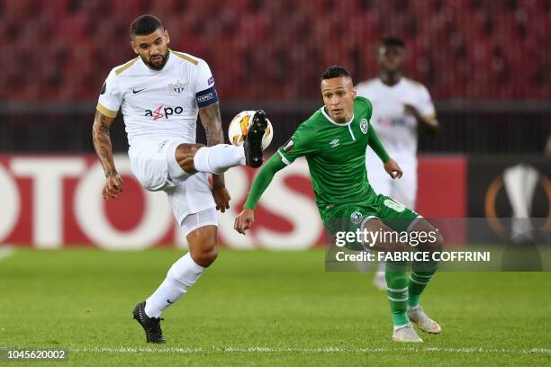 Zurich's Icelandic midfielder Victor Palsson and Ludogorets' Bulgarian midfielder Marcelinho vie for the ball during the UEFA Europa League group A...