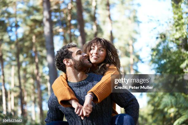 couple playing in woods - guildford bildbanksfoton och bilder