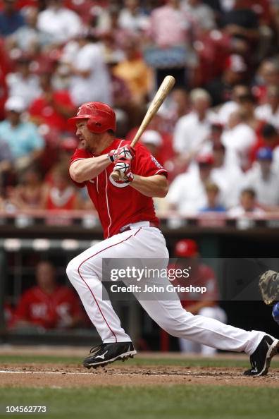Scott Rolen of the Cincinnati Reds follows through on a swing during ...