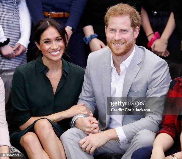 Meghan, Duchess of Sussex and Prince Harry, Duke of Sussex make an official visit to the Joff Youth Centre in Peacehaven, Sussex on October 3, 2018...