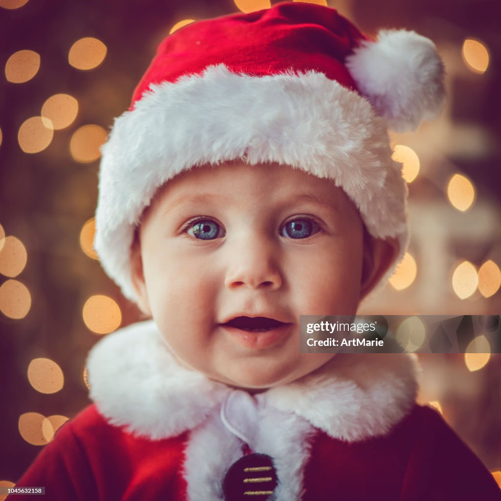 Cute baby boy in Christmas