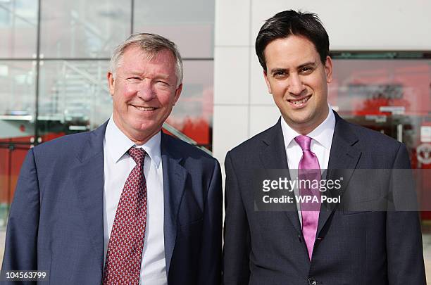 Labour Party leader Ed Miliband meets Manchester United manager Sir Alex Ferguson at the club's Carrington Training Ground, after his party's annual...