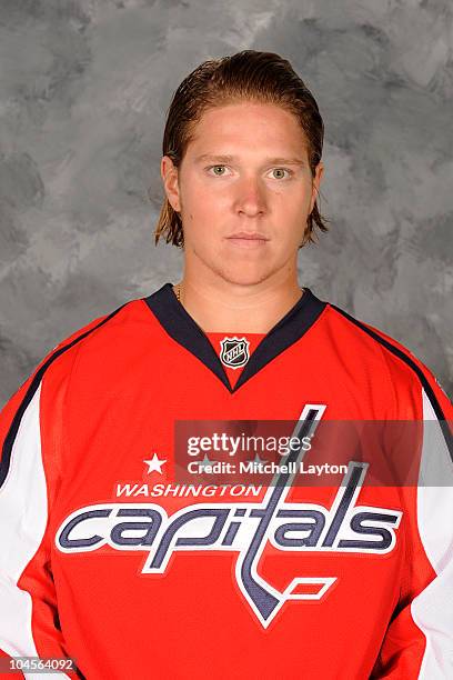 Nicklas Backstrom of the Washington Capitals poses for his official headshot for the 2010-2011 NHL season on September 17, 2010 at the Kettler...
