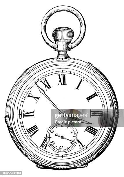 alte uhr (xxxl) - taschenuhr stock-grafiken, -clipart, -cartoons und -symbole