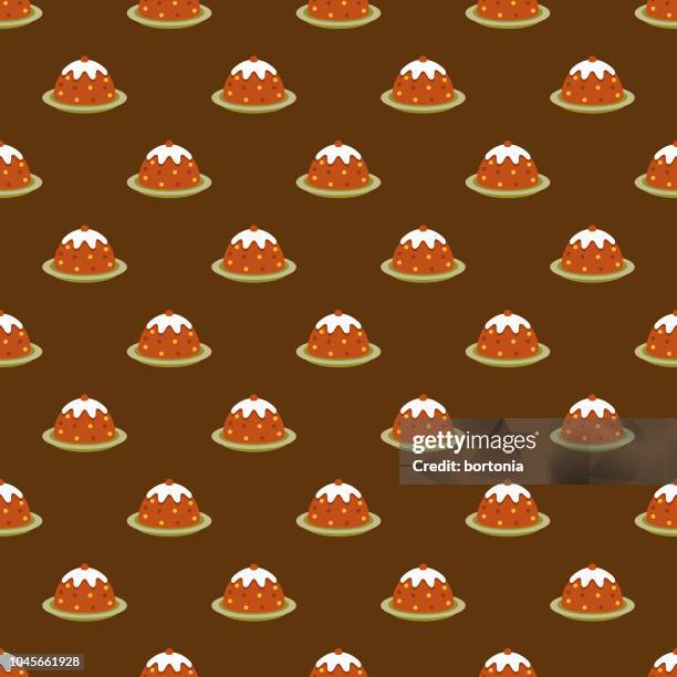 pudding thanksgiving seamless pattern - fruit cake stock illustrations