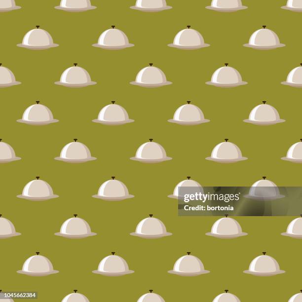 cloche thanksgiving seamless pattern - empty serving tray stock illustrations