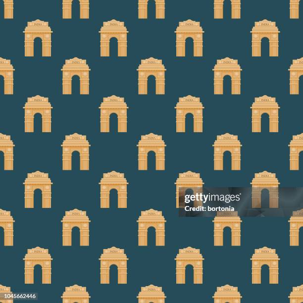 illustrations, cliparts, dessins animés et icônes de india gate seamless pattern - arche