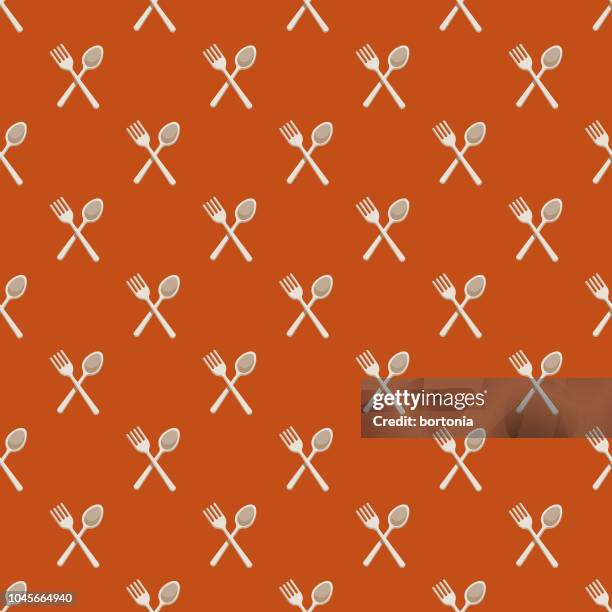 cutlery thanksgiving seamless pattern - silverware pattern stock illustrations