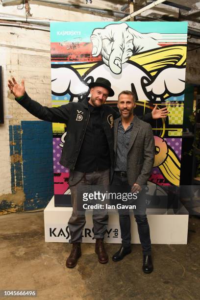English street artist D*Face and Aldo del Bo of Kaspersky Lab attend Moniker Art Fair. During the event, Cybersecurity giant Kaspersky Lab unveiled...
