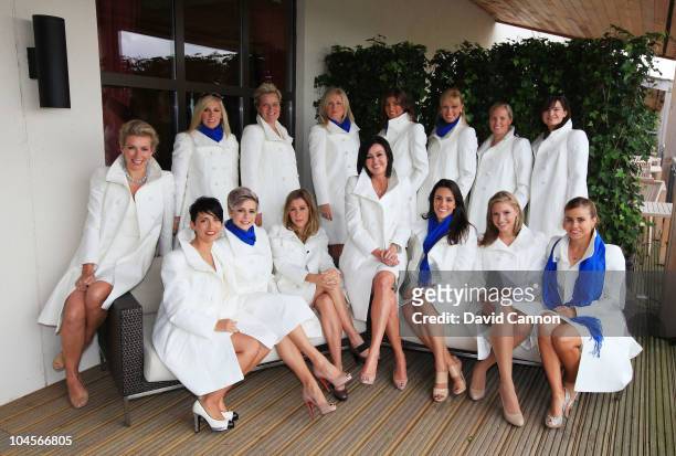 The European Team's Wives and Girlfriends pose together: Front Row, Laurae Westwood , Holly Sweeney , Valentina Molinari , Gaynor Montgomerie , Diane...