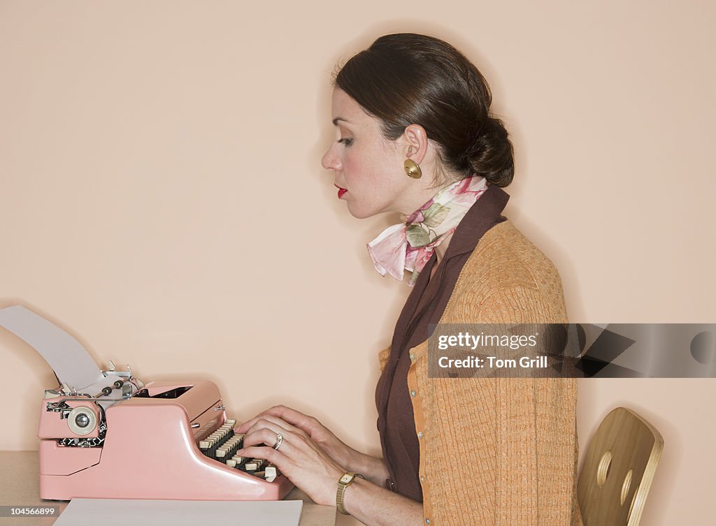 Woman at typewriter