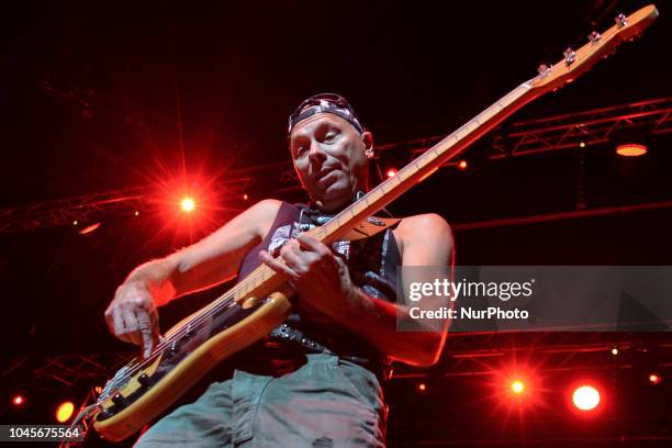 Piotr Urbanek of 'Perfect' rock band on guitare during the 25th Anniversary Gala of the Siemacha Association in Krakow's ICE Arena. Siemacha...