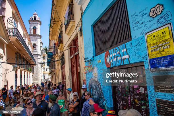 La Bodeguita del Medio in Havana, Cuba, the birthplace of Mojito, a famous tourist attraction and has been a favorite for celebrities like Ernest...