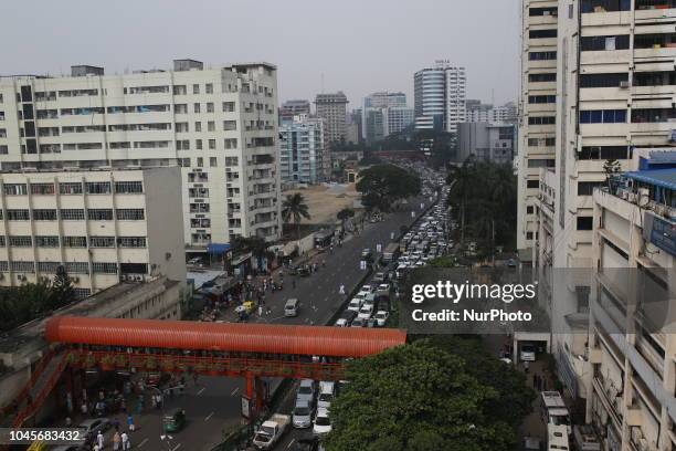 People stuck from traffic jam during the freedom fighters quota seekers protest at Shahbag square demanding reinstating 30 per cent quota in...