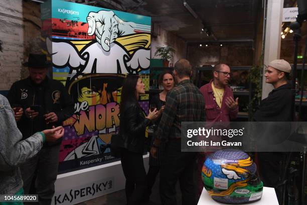 General Atmosphere at the unveiling of the first-ever Formula art car by Kaspersky Lab and street artist D*Face at Moniker Art Fair in East London on...