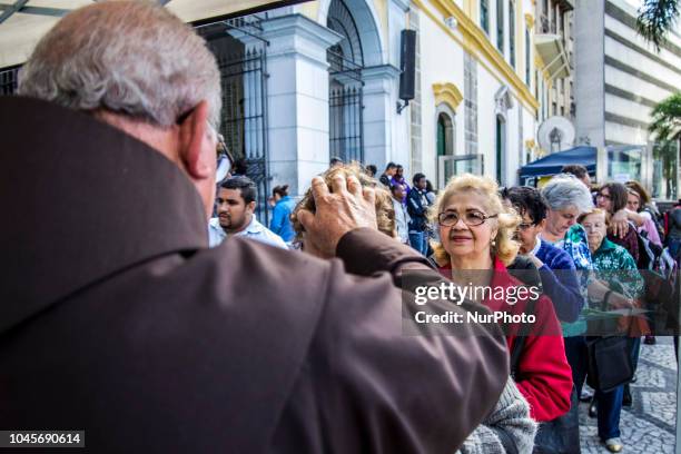 Parishioners accompanied by their pets attend a mass on the occasion of St. Francis of Assisi Day, in Sao Paulo, Brazil, 04 October 2018. St. Francis...