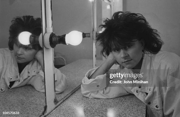British actress, singer and comedian Tracey Ullman in her dressing room in October 1983.