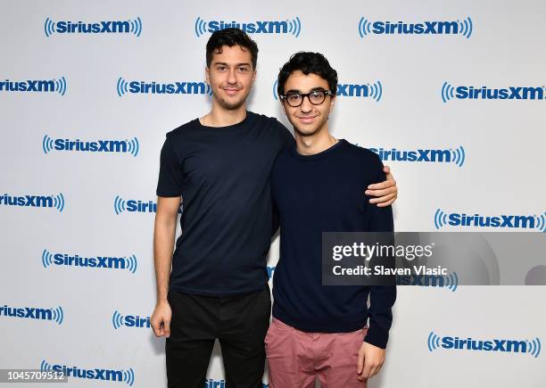Actor/musician Nat Wolff and actor/musician Alex Wolff visit SiriusXM Studios on October 4, 2018 in New York City.